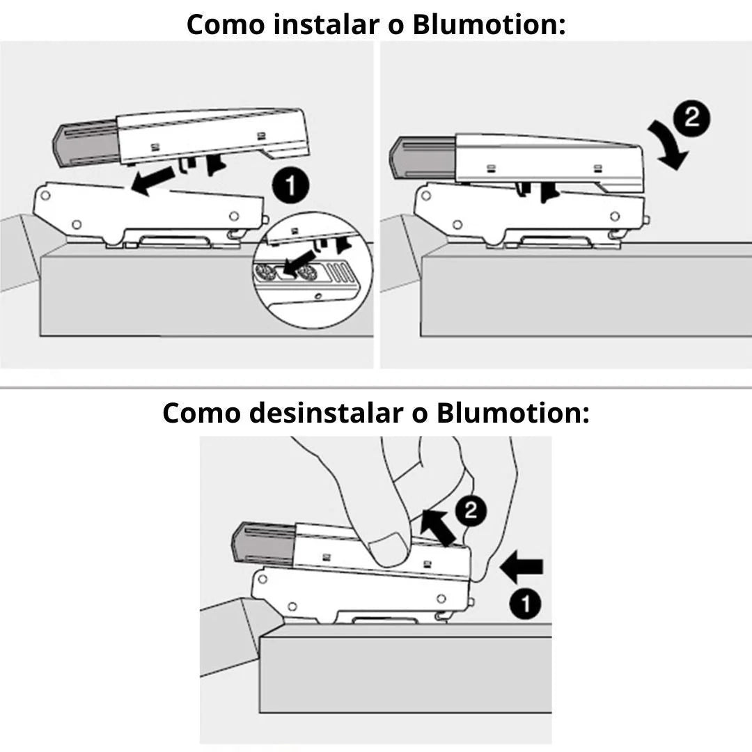 Amortecedor Blumotion p/ Dobradiça 170° - Recobrimento Central e Parcial - Par - Acessórios