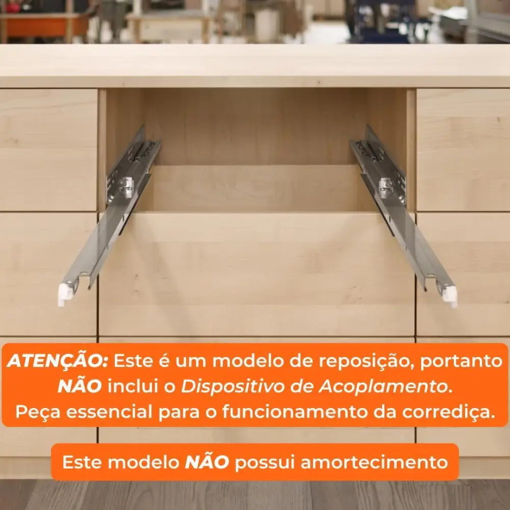 Corrediça Blum Tandem 450mm Ext Total | Sem Acoplamento - Corrediças