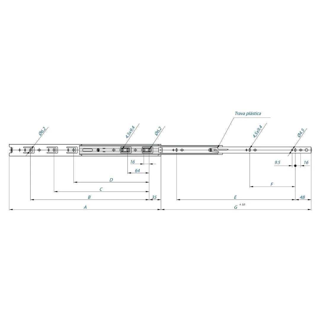 Corrediça Telescópica TEN 350mm | Mini Light | FGVTN - Corrediças