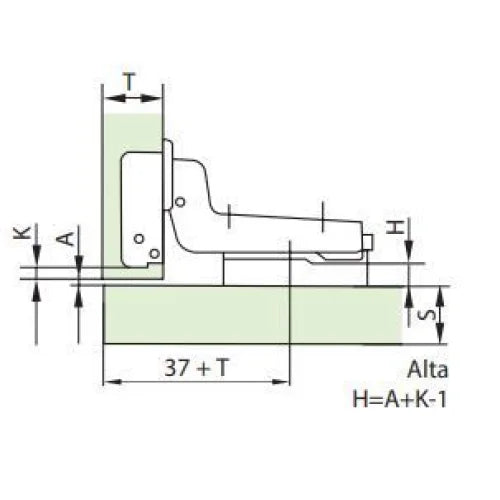 Dobradiça Alta Super Curva 110° MS | Abertura Automática | FGVTN - Dobradiças