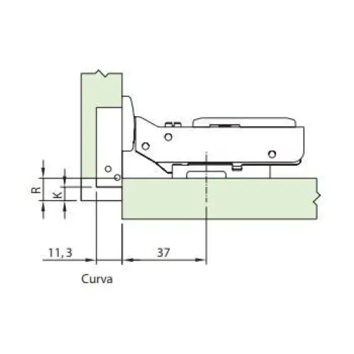 Dobradiça Curva 105° Click com Amortecimento | Completa | FGVTN - Dobradiças