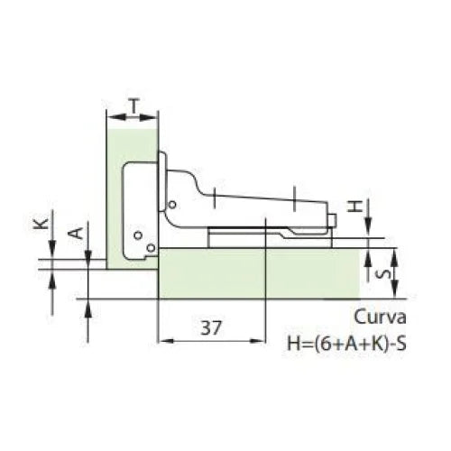 Dobradiça Curva 110° MS TN | Abertura Automática | FGVTN - Dobradiças