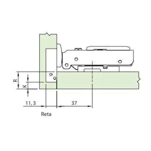 Dobradiça Reta 105° Click com Amortecimento | Completa | FGVTN - Dobradiças