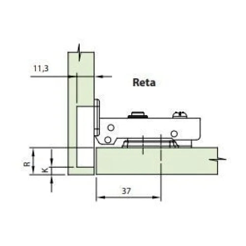 Dobradiça Reta 110° com Amortecimento | Calço Fixo | TN MS | FGVTN - Dobradiças