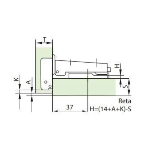Dobradiça Reta 110° MS | Abertura Automática | FGVTN - Dobradiças