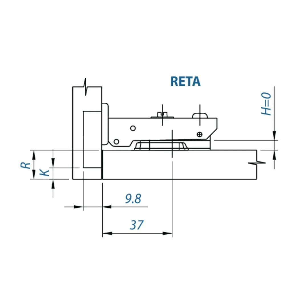 Dobradiça Reta TEN 105° | Calço Fixo | Amortecimento Slowmotion | FGVTN - Dobradiças