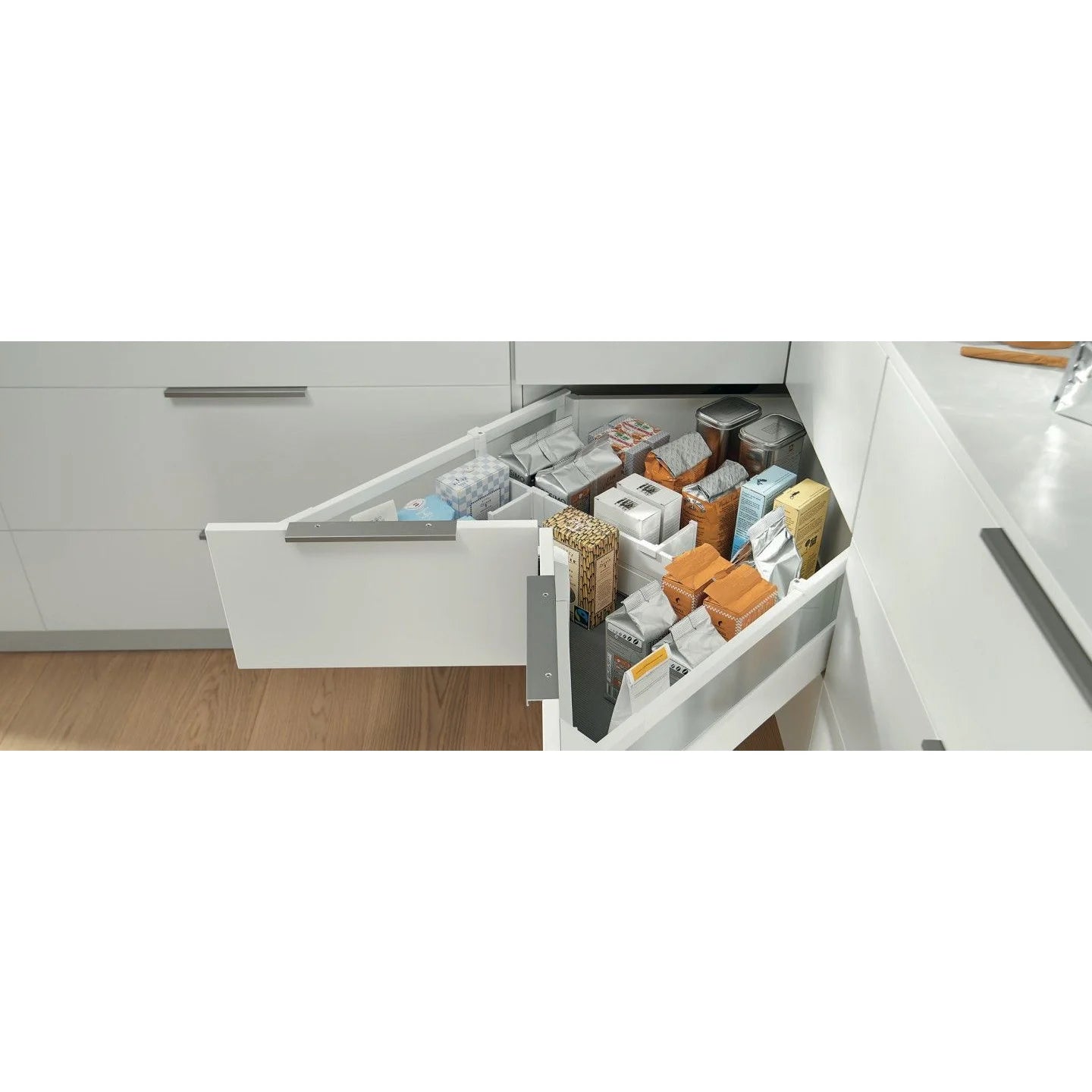 Kit Gaveta Space Corner Alta Frente Fixa 650mm - Branca - Gavetas Metálicas