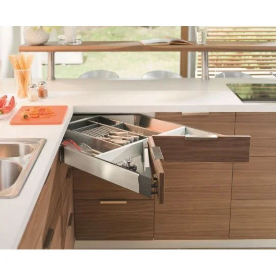 Kit Gaveta Space Corner Baixa Frente Fixa Tandembox Plus 650mm - Cinza - Gavetas Metálicas