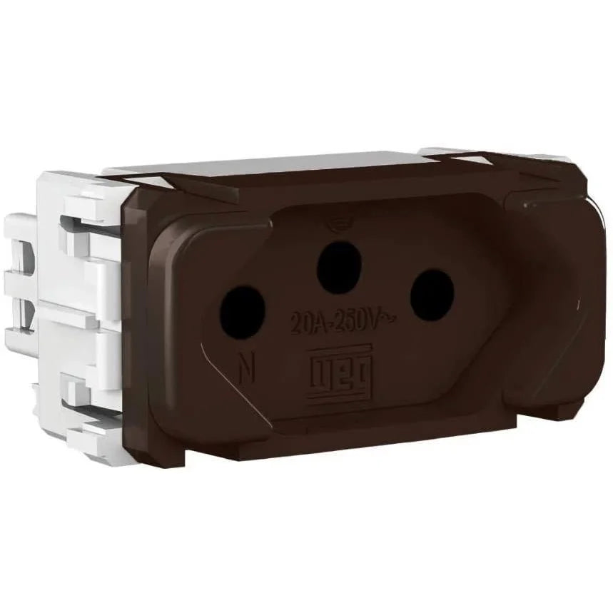 Modulo Tomada de Energia 3 Pontas Marrom - 20 A/250 - 13877328 WEG