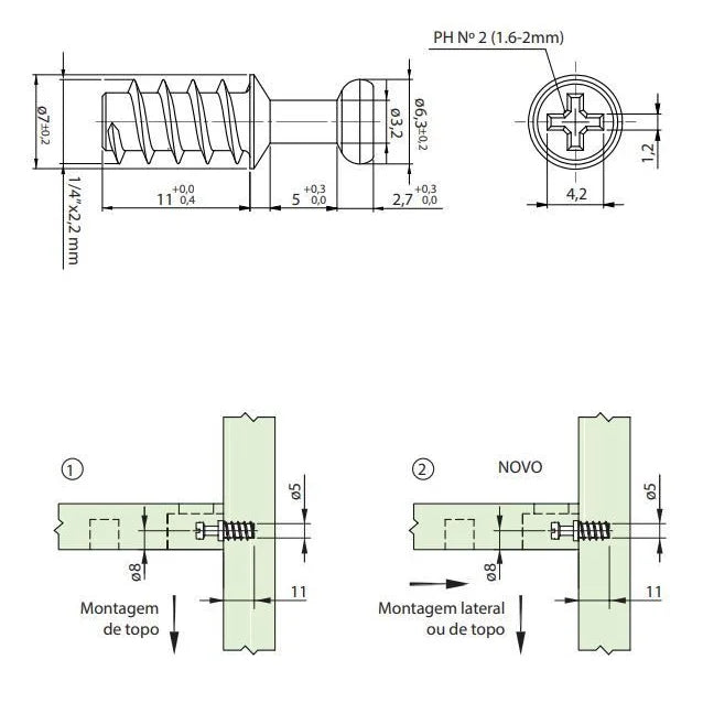 Parafuso FA/FB Aço 1/4 x 11mm Zinzado - 01 Unidade - FGVTN - Fixadores
