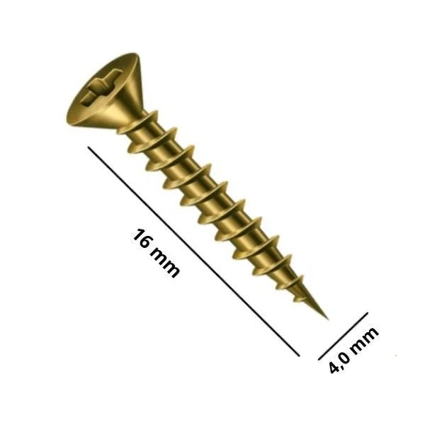 Parafuso Phillips Chipboard 4x16mm | Cabeça Chata | Bicromo | Cx c/ 1000 un. - Fixadores