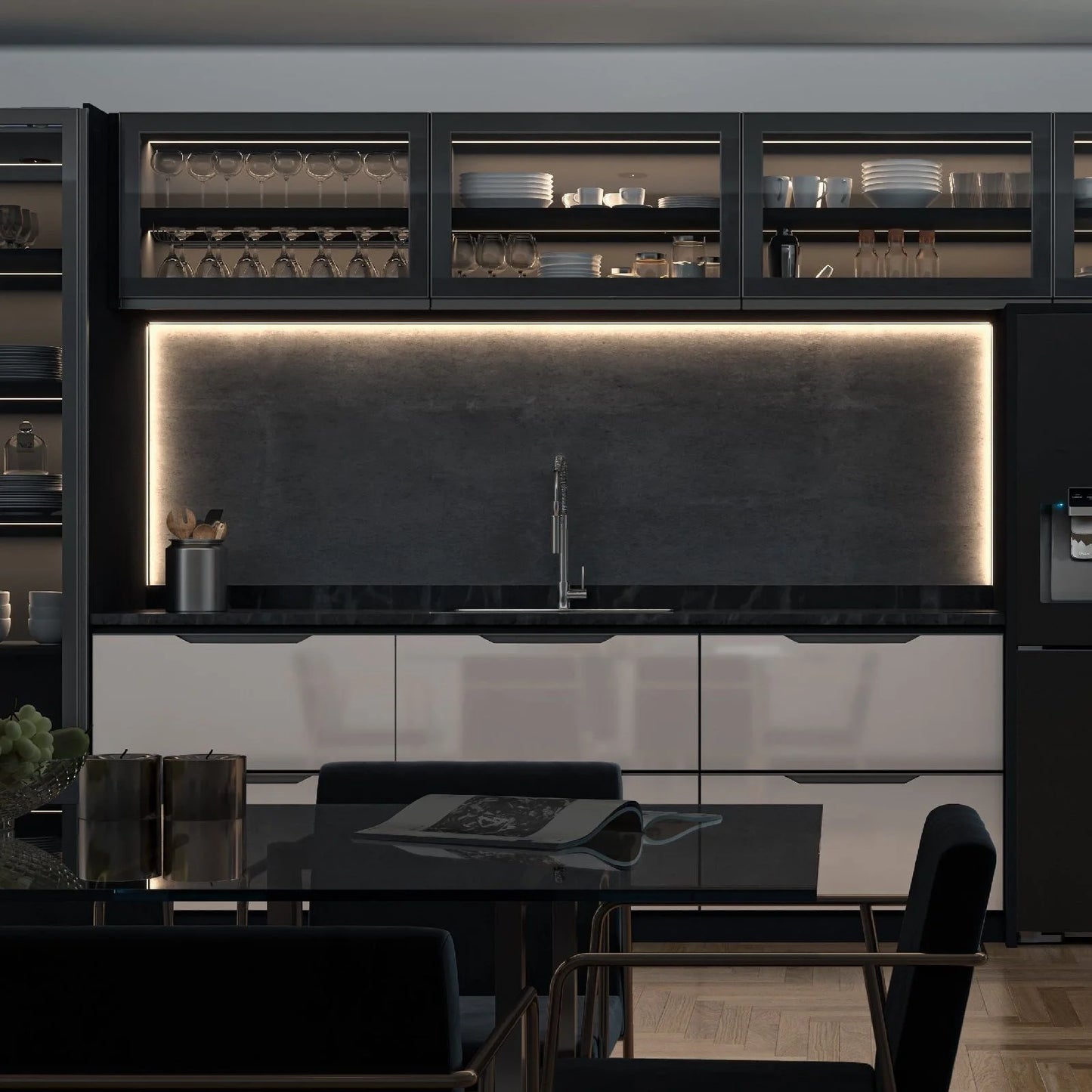 Perfil Canaleta para LED Canto 45° | RM-329 | Anodizado Preto | 3 Metros - Perfis