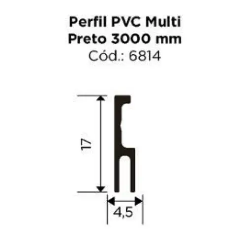 PERFIL GUIA PVC MULTI - PRETO - BARRA 3 METROS - 01 UNIDADE - Perfis