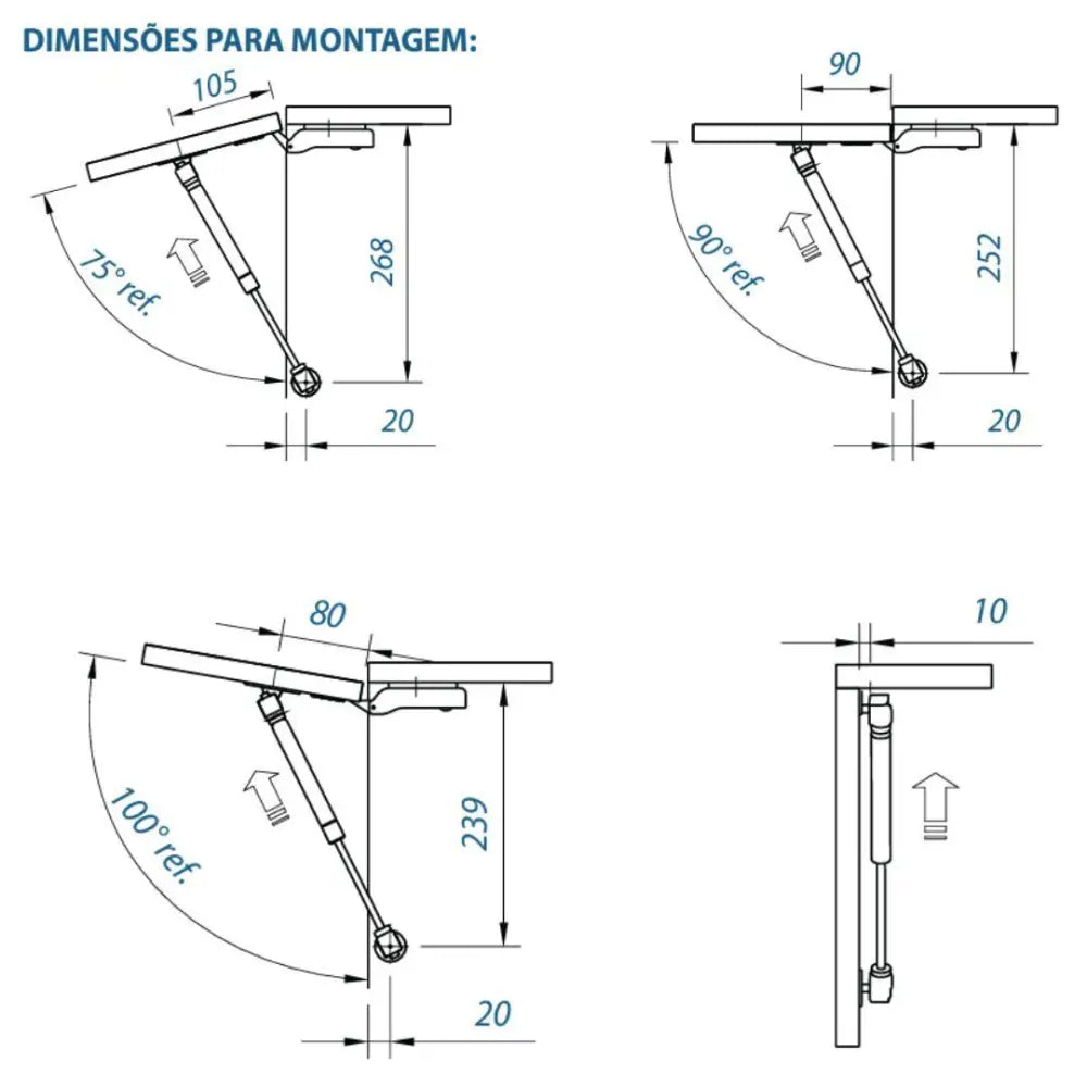 Pistão a Gás TEN 120N - 01 Unidade - Articuladores