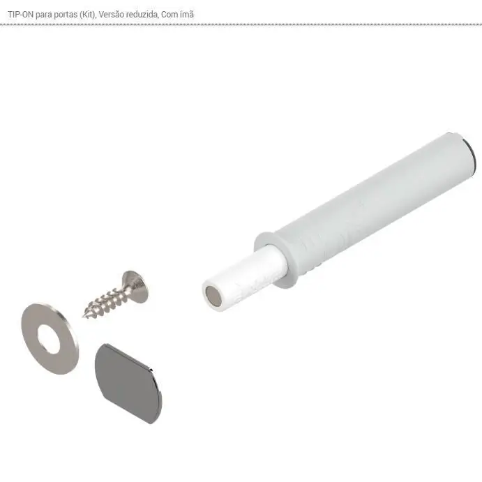 PULSADOR TIP-ON - VERSÃO REDUZIDA - BRANCO SEDA COM IMÃ - 01 UNIDADE - Acessórios