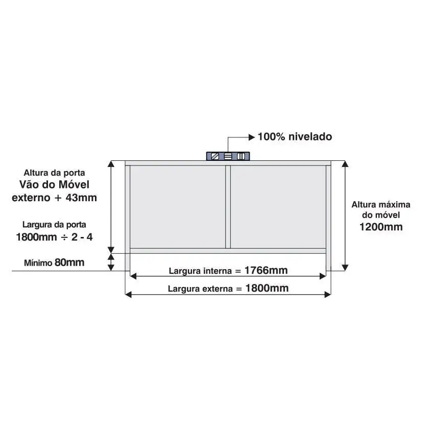 SISTEMA COPLANAR PARA BALCÃO C-800S - 15KG - 1800MM - 01 Kit - Sistemas Deslizantes