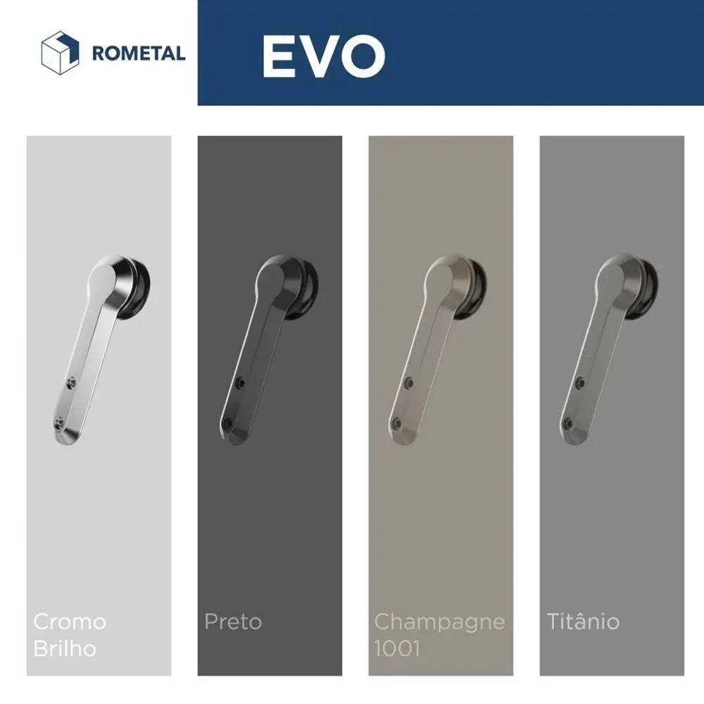 Sistema Deslizante Evo | p/ 1 Porta de 15 a 40Kg | Champagne 1001 | Barra 2 metros - Sistemas Deslizantes