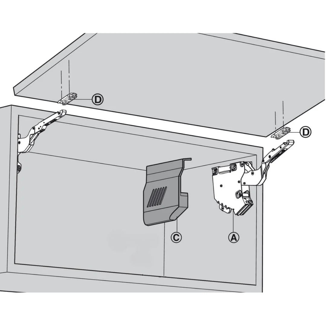 Kit Sistema Aventos Hk-S (Cinza Claro/Inox Esc) - Articuladores