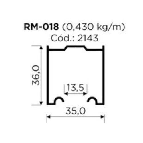 Trilho Alumínio Superior | RM-018 | Para Sistemas RO-80U e RO-75U | Barra 3 Metros - Perfis