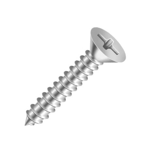 Parafuso Cabeça Chata Philips Autotarraxante 2,2X9,5mm Rosca Inteira Zincado Branco - Cx/500