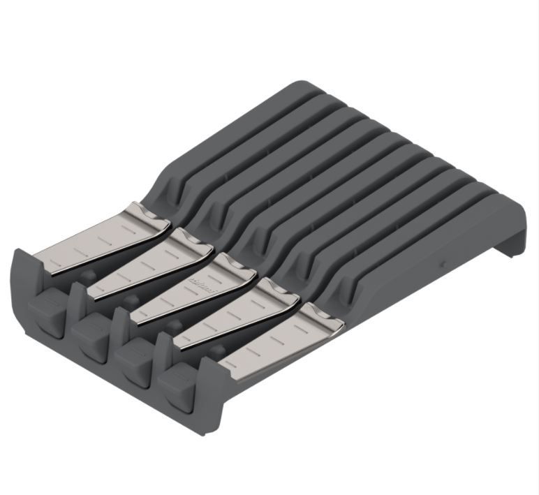 Porta-facas Orga-line | 4 Facas Grandes + 5 Facas Pequenas |Inox Esc./ Cinza | 01 Unidade