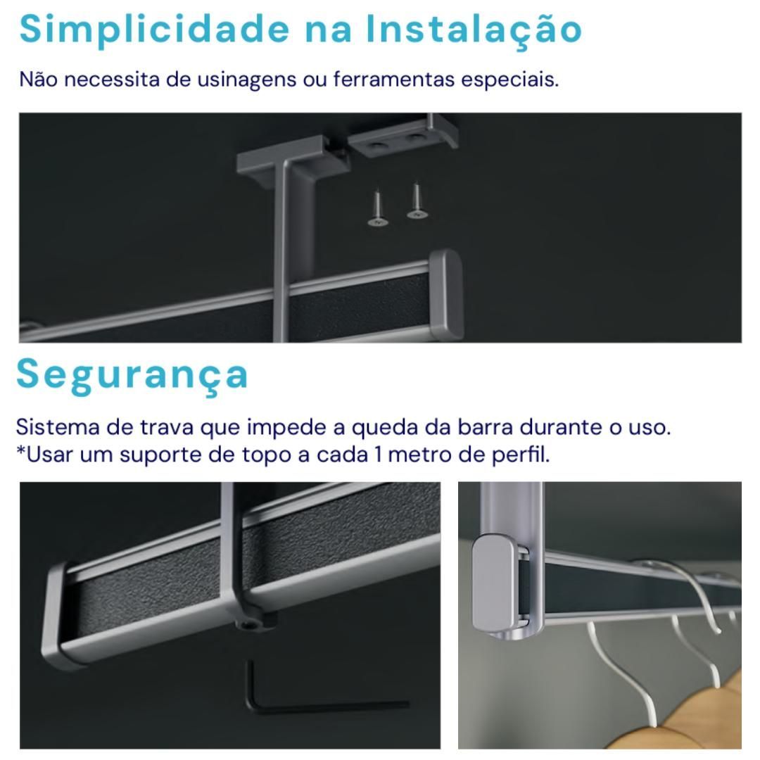 Suporte Topo e Ponteira p/ Cabideiro Vesto | Preto | 01 Unidade