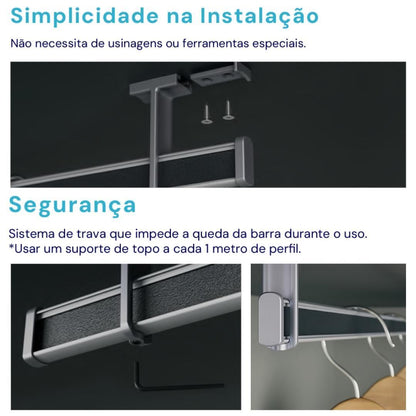 Suporte Topo e Ponteira p/ Cabideiro Vesto | Preto | 01 Unidade