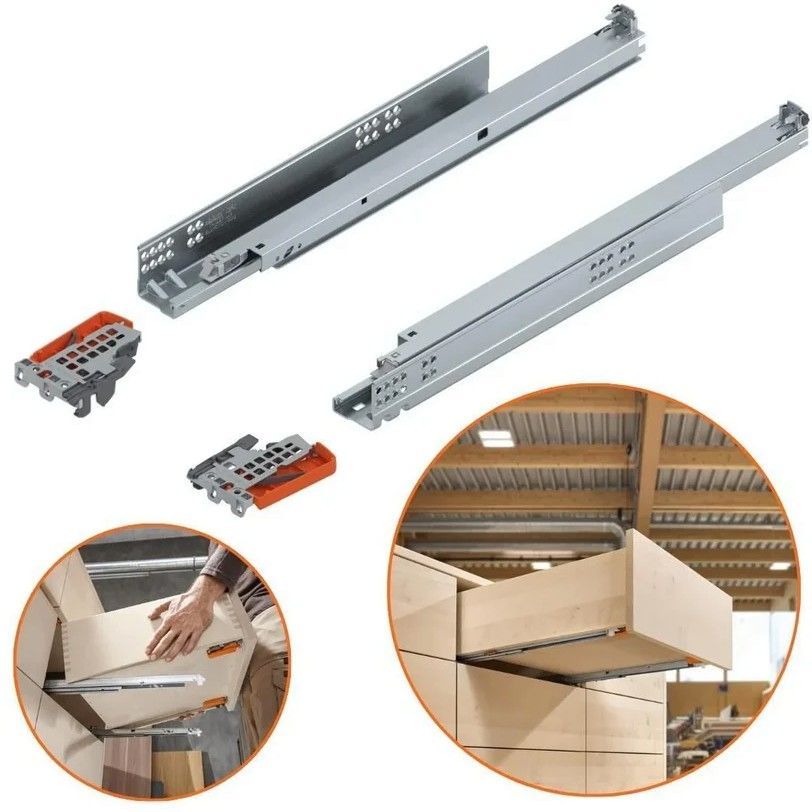Corrediça Blum Tandem 500mm | Comprimento Real 530mm | Extensão Parcial 7/8' | Amortecimento Blumotion