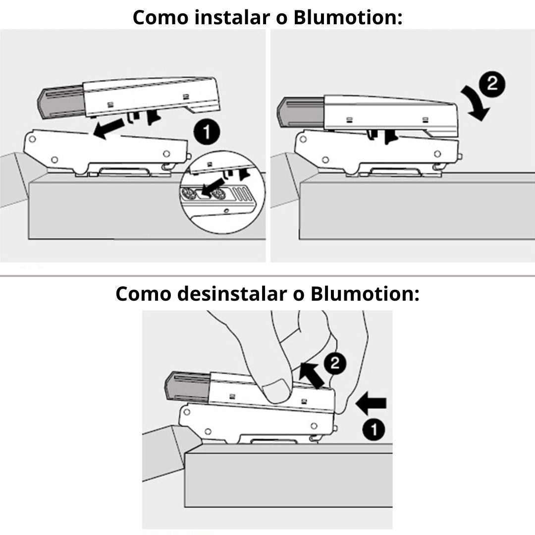 Amortecedor Blumotion p/ Dobradiça 170° Blum - Recobrimento Central e Parcial | Par - Acessórios