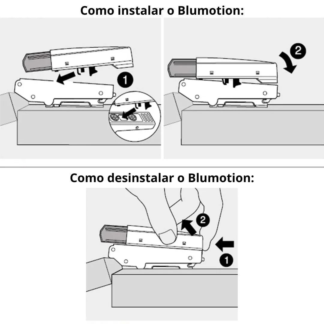 Amortecedor Blumotion p/ Dobradiça 170° - Recobrimento Central e Parcial - Par - Acessórios