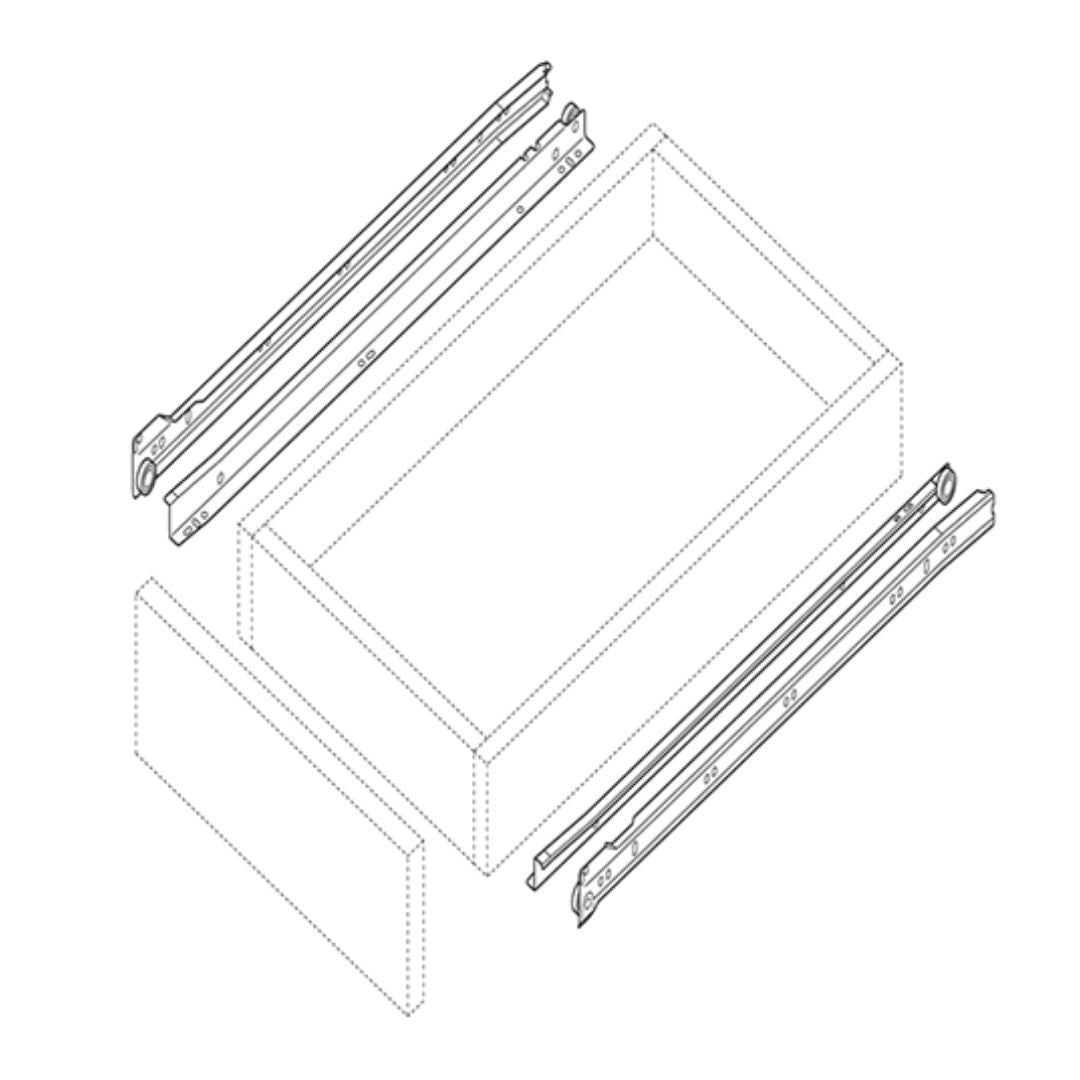 Corrediça Blum Standard 300mm | Extensão Parcial | Branco Creme - Corrediças