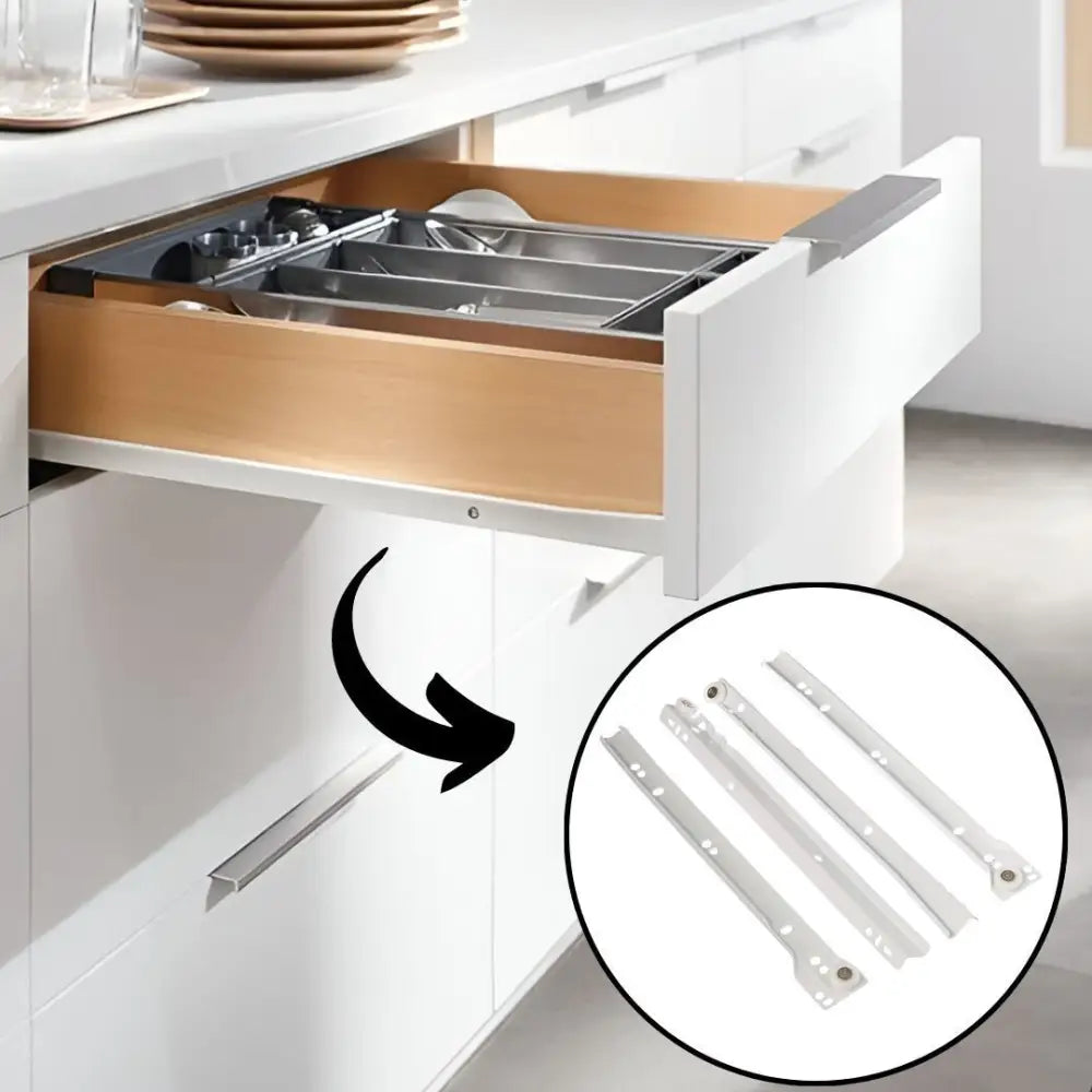 Corrediça Blum Standard 400mm | Extensão Parcial | Branco Creme - Corrediças