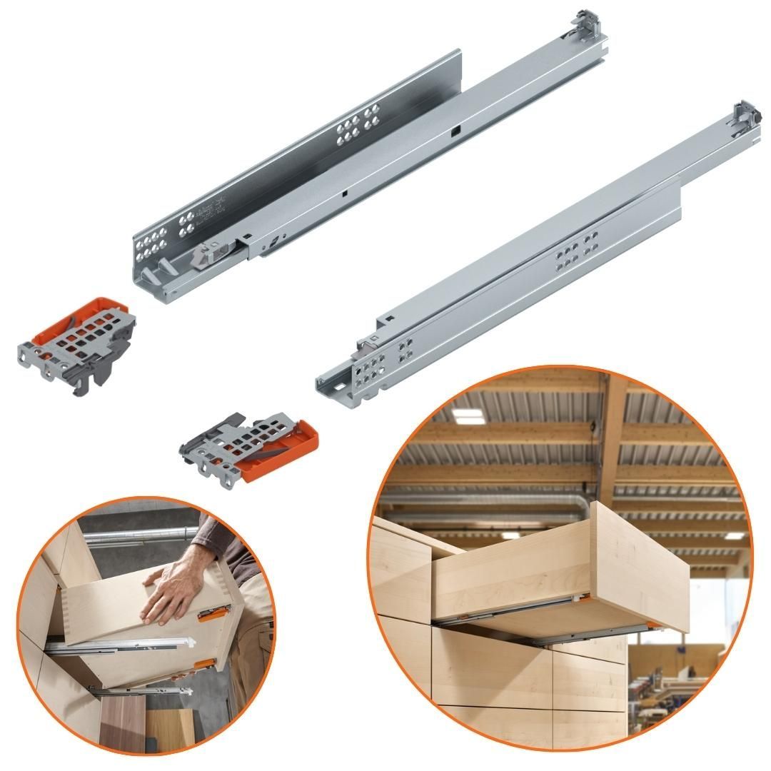 Corrediça Tandem 450mm Extração Total | Com Amortecimento | Blum - Corrediças