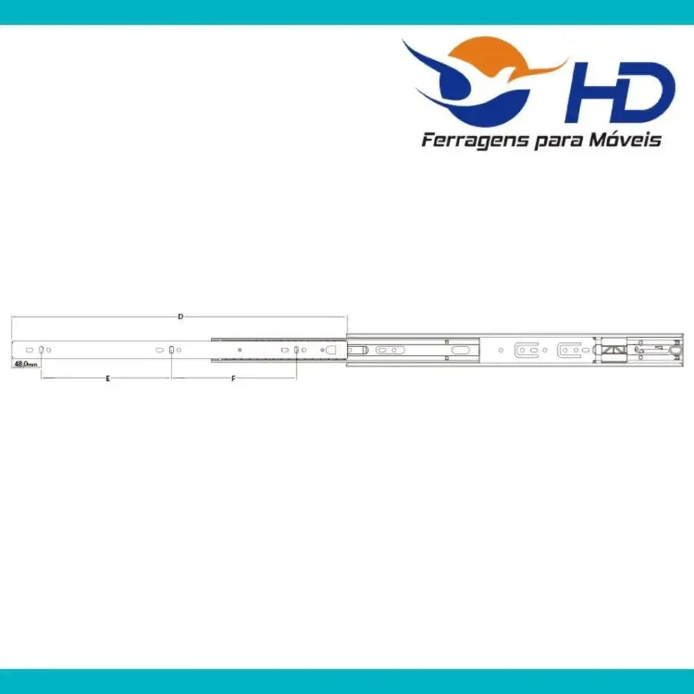 Corrediça Telescópica HD H45 450mm | Amortecimento Soft Closing HD FERRAGENS