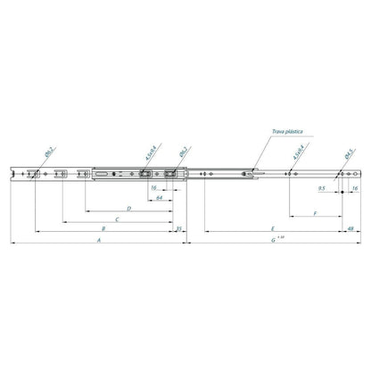 Corrediça Telescópica TEN Mini Light 300mm - 25kg | FGVTN | Par - Corrediças
