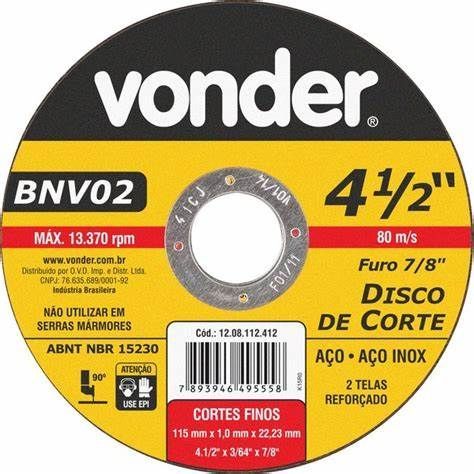 Disco Corte 180,0x1,6x22,23 - Vonder | 01 Unidade - Lâminas e Serras