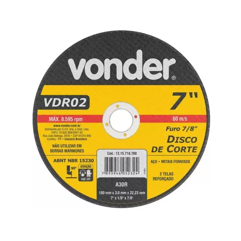 Disco Corte 180,0X3,2X22,23 Vdr02 - Vonder - Lâminas e Serras