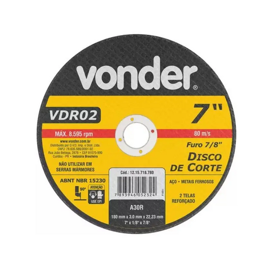 Disco Corte 180,0X3,2X22,23 Vdr02 - Vonder - Lâminas e Serras