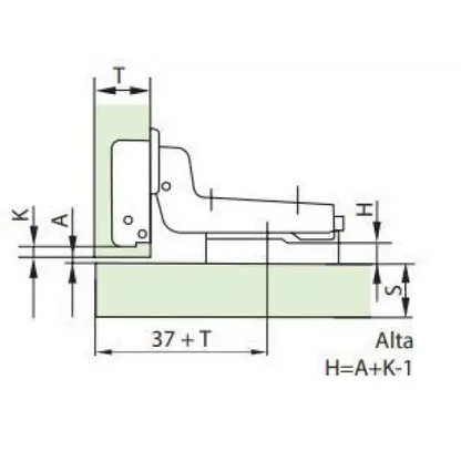 Dobradiça Alta Super Curva 110° MS | Abertura Automática | FGVTN - Dobradiças