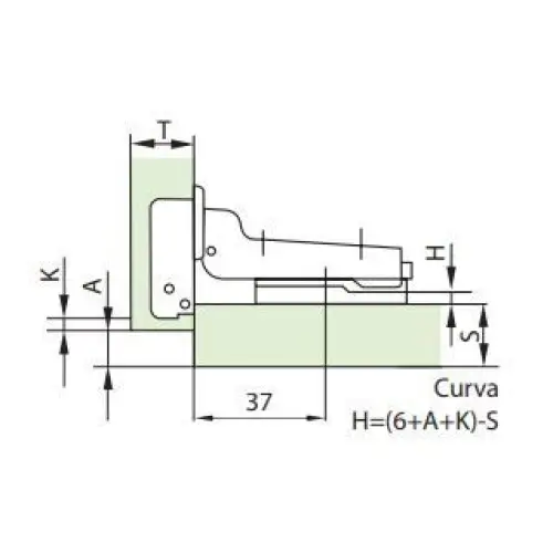 Dobradiça Curva 110° MS TN | Abertura Automática | FGVTN - Dobradiças
