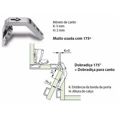 Dobradiça MS83 Para Cantos | FGVTN - Dobradiças