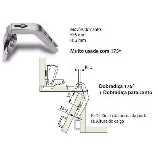 Dobradiça MS83 Para Cantos | FGVTN - Dobradiças
