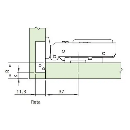 Dobradiça Reta 105° Click com Amortecimento | Completa | FGVTN - Dobradiças