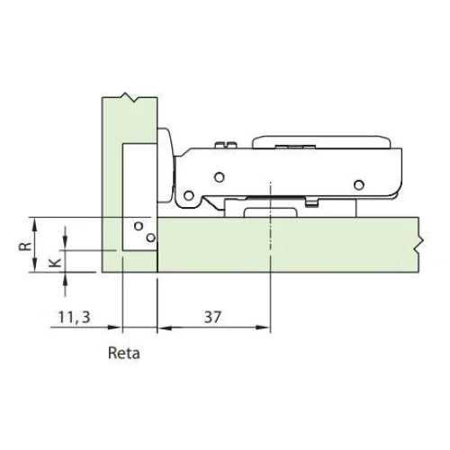 Dobradiça Reta 105° Click com Amortecimento | Completa | FGVTN - Dobradiças