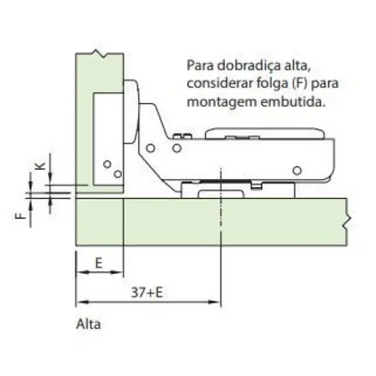 Dobradiça Super Curva 105° Click com Amortecimento | Completa | FGVTN - Dobradiças