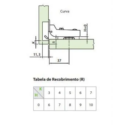 Dobradiça TN Inox Curva Completa - Fgvtn - Unidade - Dobradiças