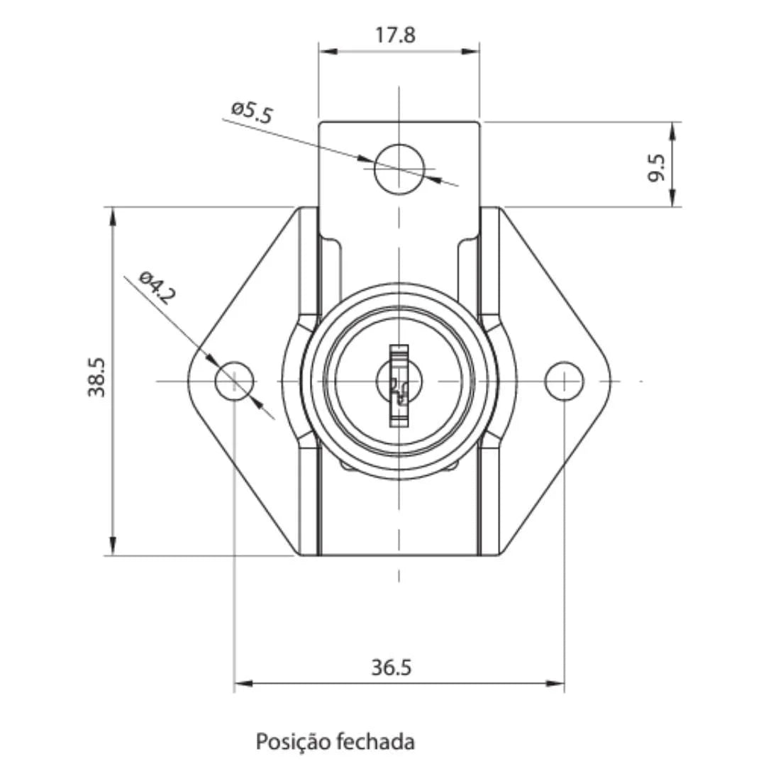 Fechadura para Gavetas | Trinco com Chave | 31 x 17 mm | FGVTN - Acessórios