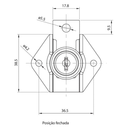 Fechadura para Gavetas | Trinco com Chave | 31 x 17 mm | FGVTN - Acessórios