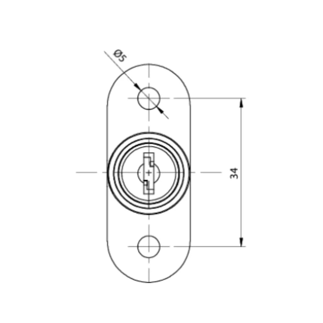 Fechadura para Porta De Correr | Cilindro De Pressão | 08 x 11 mm | FGVTN - Acessórios