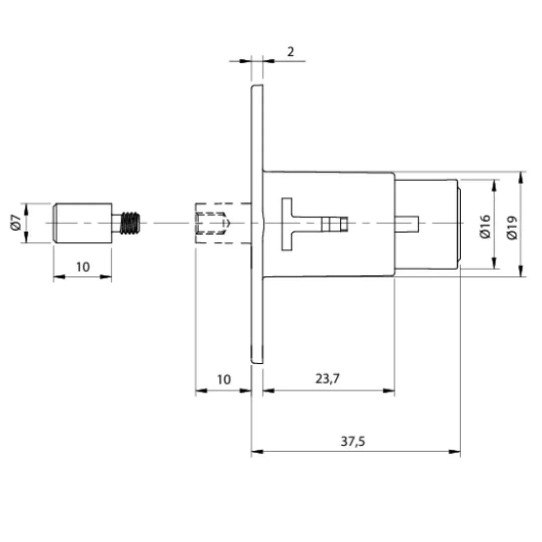 Fechadura para Porta De Correr | Cilindro De Pressão | 08 x 11 mm | FGVTN - Acessórios